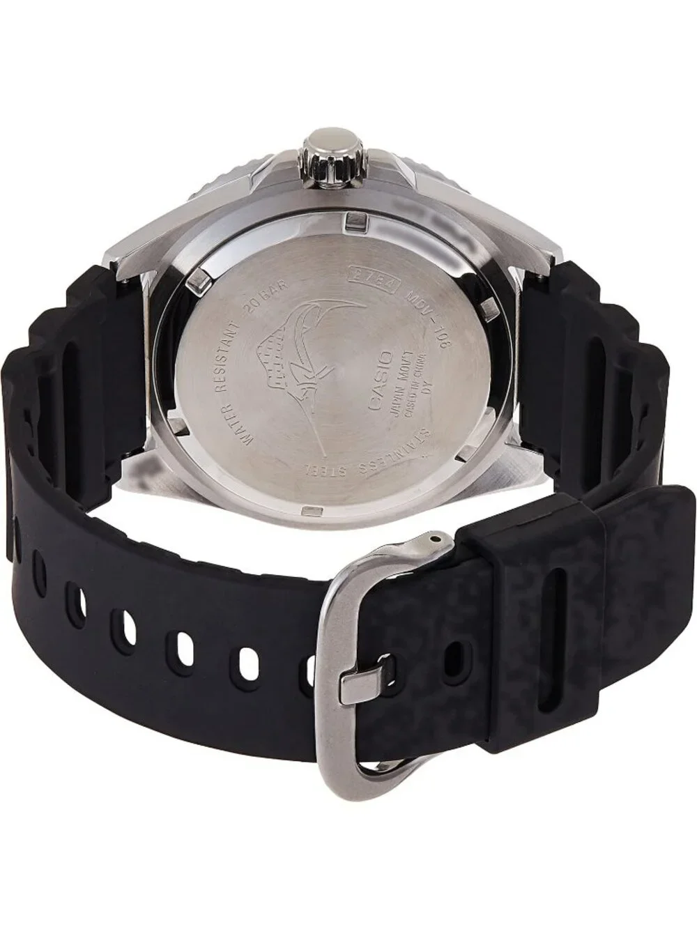 Unisex Black Blue Stainless Steel Case Resin Band Analog Date Display Watch